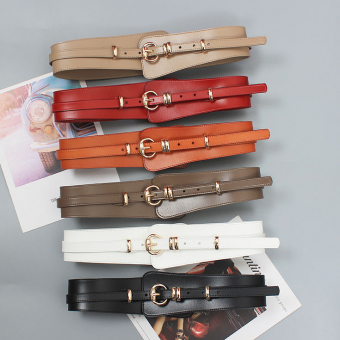 Пояс широкий по середине тонкий ремень с круглой пряжкой