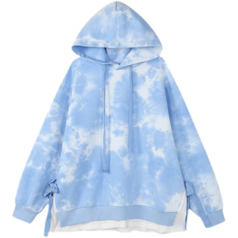 Худи oversize по бокам завязки принт тай дай