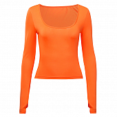 Картинка Топ стрейч неон квадратный вырез длинный рукав вырез под палец от магазина LonnaMag