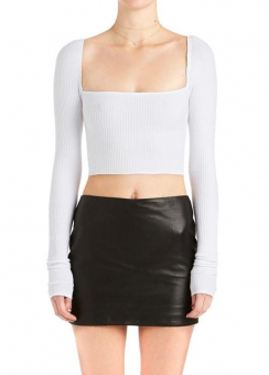 Топ укороченный глубокий вырез длинный рукав