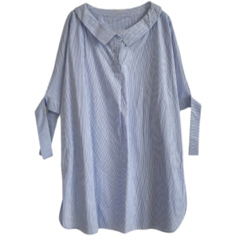 Комплект голубое платье рубашка + черная кожаная юбка