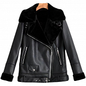 Картинка Дубленка косуха oversize эко-кожа в прожилку ремень снизу от магазина LonnaMag