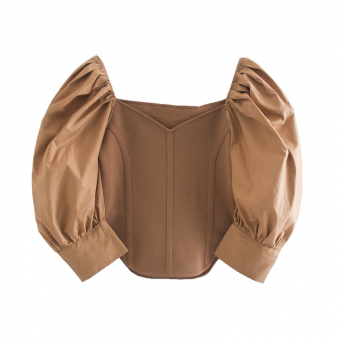 Топ корсетного типа на косточках рукава фонарики