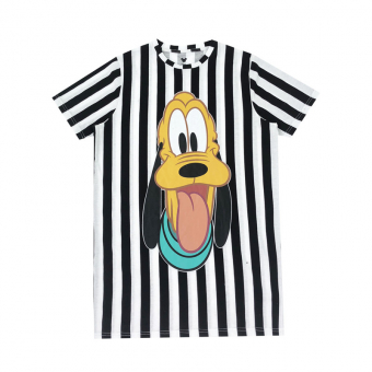 Футболка удлиненная принт полосы и Плуто