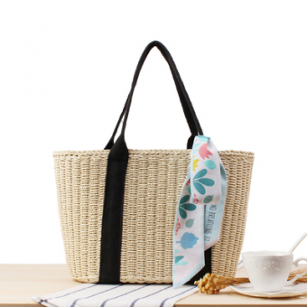 Сумка корзинка черные ручки внутри мешочек с затяжкой на шнуровке + шарф