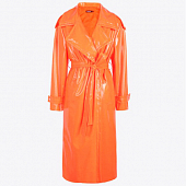 Картинка Тренч блестящая эко кожа хлястики с кнопками на рукаве + пояс от магазина LonnaMag