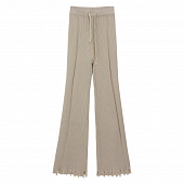 Картинка Штаны клеш трикотаж рубчик шнурки рваный низ бахрома от магазина LonnaMag