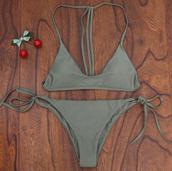 Купальник раздельный топ на спине три полоски