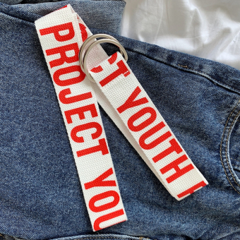 Ремень тканый 2 полукруга надпись Youth Project