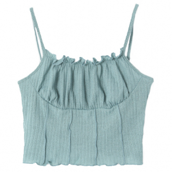 Топ майка шов под грудью со сборкой оверлок по краям