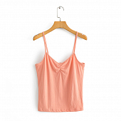 Картинка Майка тонкие лямки широкий рубчик сборка по середине груди от магазина LonnaMag