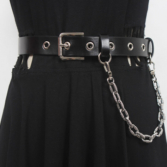 Ремень тонкий с люверсами сбоку короткая цепь на карабинах