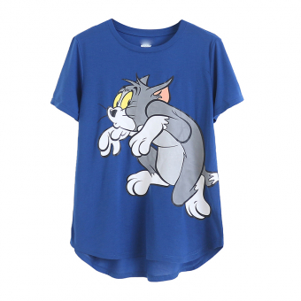 Футболка синяя спереди Том на спине Джерри