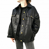 Картинка Куртка экокожа oversize на спине этно узор заклепки от магазина LonnaMag