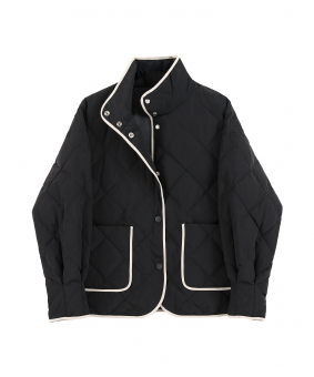 Куртка стеганная ворот стойка накладные карманы окантовка другого цвета