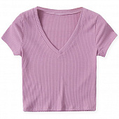 Картинка Футболка топ V-вырез рубчик от магазина LonnaMag