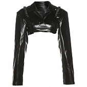 Картинка Комплект эко кожа топ лиф сборка на лямках + укороченный жакет от магазина LonnaMag