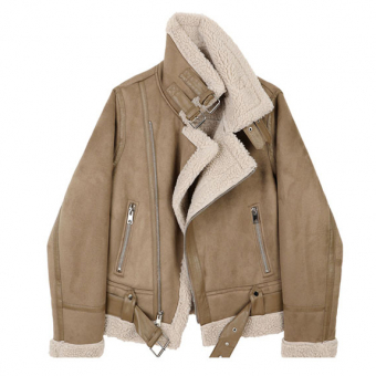 Дубленка косуха с плюшевыми отворотами