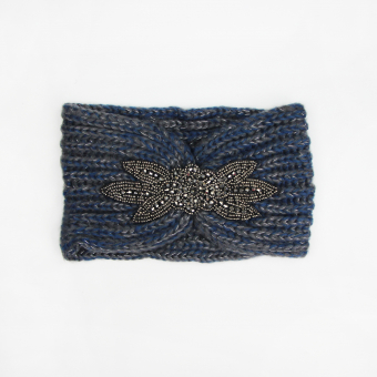 Повязка вязаная на голову узор из бусин