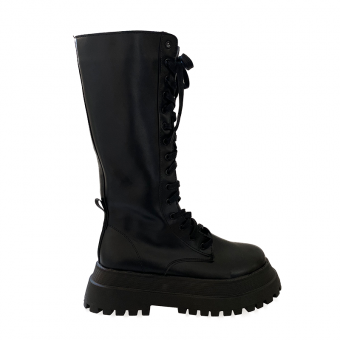 Сапоги высокие на шнуровке толстая подошва - утепленные