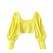 Картинка Топ квадратный вырез объемный длинный рукав однотон от магазина LonnaMag