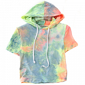 Картинка Топ короткий рукав капюшон принт тай дай от магазина LonnaMag