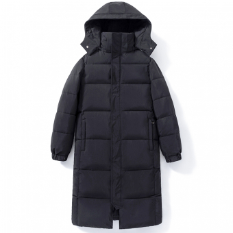 Пуховик макси на кнопках капюшон карманы на молнии