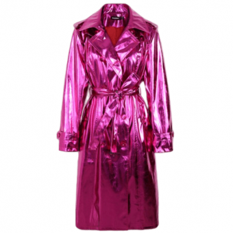 Тренч длинный блестящая эко кожа 8 пуговиц + пояс яркие цвета