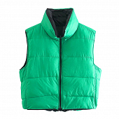 Картинка Жилет дутый двухсторонний черный/зеленый от магазина LonnaMag