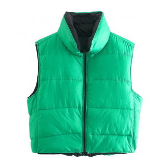 Жилет дутый двухсторонний черный/зеленый