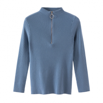 Кофта в мелкий рубчик молния с кольцом на вороте