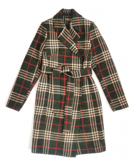 Пальто до колена Крупная клетка Весна/21