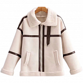 Картинка Дубленка на молнии полосы вставки из эко кожи от магазина LonnaMag