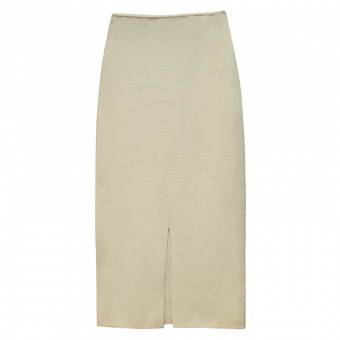 Юбка миди трикотаж однотон сверху на поясе подворот