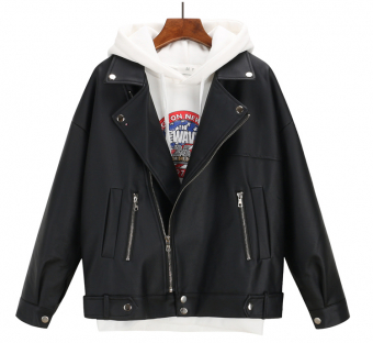 Куртка косуха оверсайз две кнопки на поясе