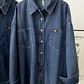 Картинка Джинсовая рубашка на кнопках oversize прямоугольник от магазина LonnaMag