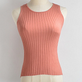 Картинка Топ майка под горло трикотаж широкий рубчик (персиковый) от магазина LonnaMag