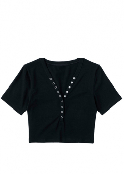 Топ V-вырез с кнопками