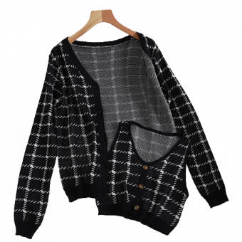 Комплект клетка из пунктира Кардиган + Топ