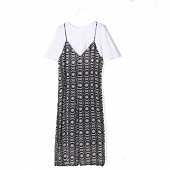 Картинка Комплект легкий сарафан узор круги пояс + белая футболка от магазина LonnaMag