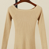 Картинка Джемпер трикотаж рубчик открытые плечи - длинный рукав от магазина LonnaMag