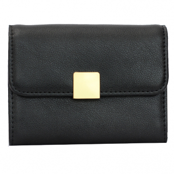 Кошелек гладкая эко кожа золотой квадрат на клапане