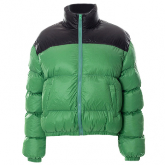 Куртка пуховик короткий объемный дутый два цвета на рукавах резинки