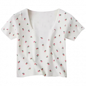 Картинка Топ футболка трикотаж принт мелкие цветы розы от магазина LonnaMag