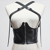 Картинка Пояс эко-кожа корсет под грудь на молнии сзади резинка лямки на карабинах от магазина LonnaMag