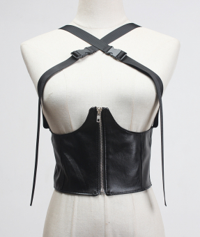 Пояс эко-кожа корсет под грудь на молнии сзади резинка лямки на карабинах