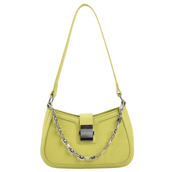 Сумка на плечо текстура крокодил фурнитура под серебро ремешок + цепь