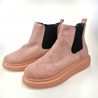 Ботинки высокие челси черные резинки пухлая подошва A-DIINA (мех)