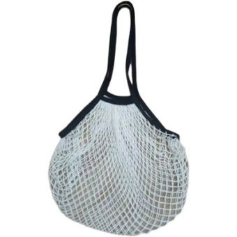 Сумка авоська белая черные ручки