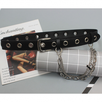 Ремень с цепью буква А крупные люверсы